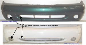 Picture of 1998-2001 Ford Contour except SVT; from 4/98 Front Bumper Cover