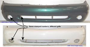 Picture of 1998 Ford Contour except SVT; to 4/98; w/fog lamps Front Bumper Cover